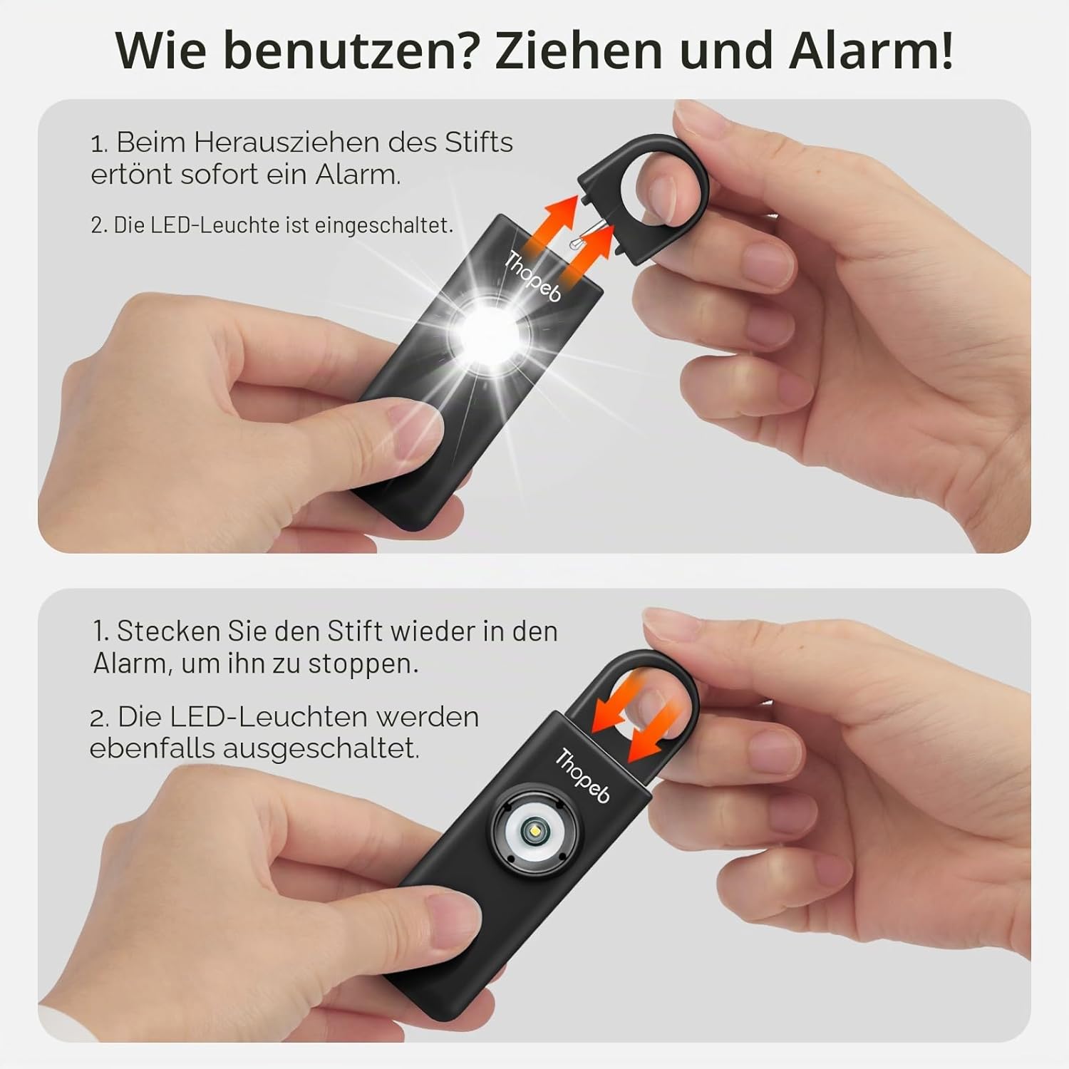 Der Original Persoenlicher Alarm Schluesselanhaenger 130 dB mit LED-Stroboskoplicht