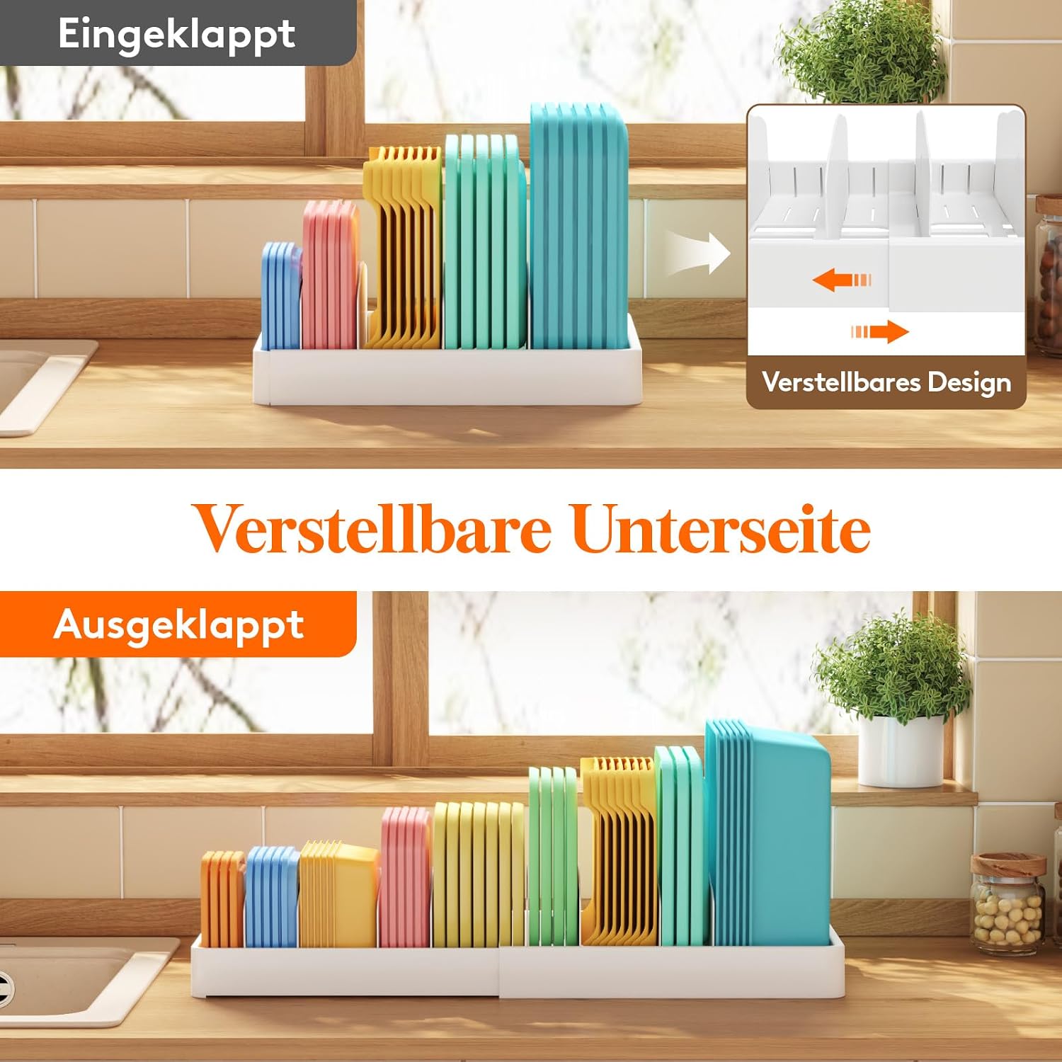 Lifewit Deckelhalter 33 cm mit 5 verstellbaren Faechern Kuechenorganizer
