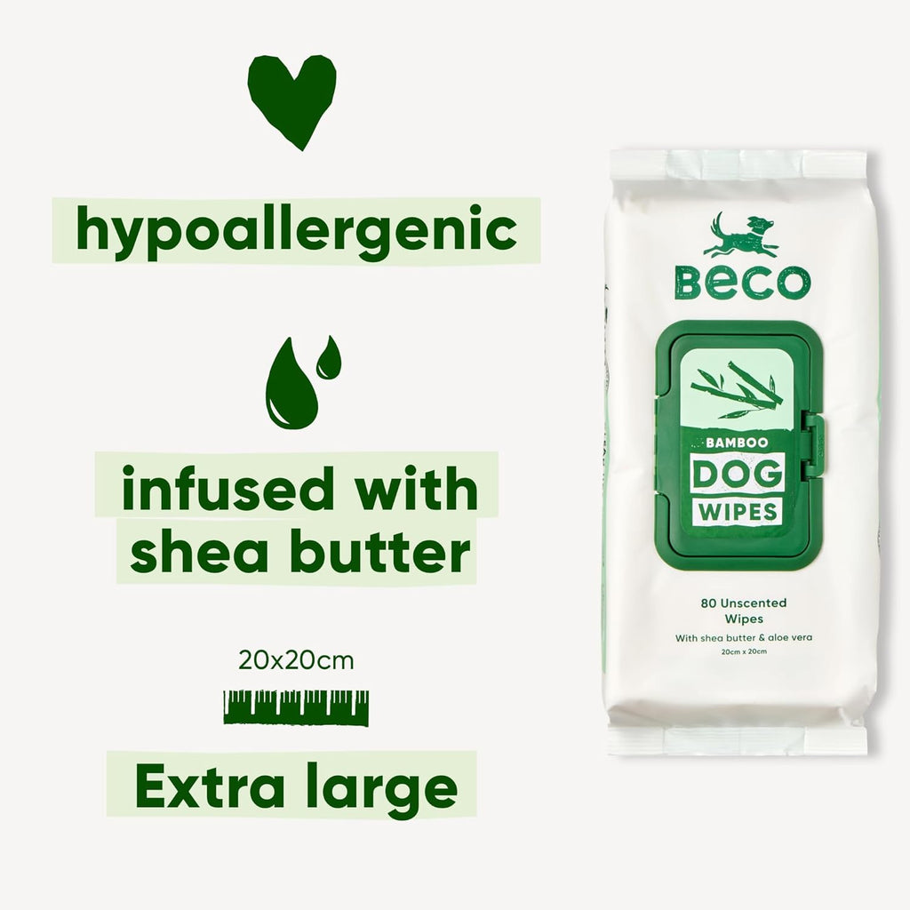 Beco Hundetuecher 4x80 Stueck pflanzlich plastikfrei Pfoten Koerper Po verschiedene