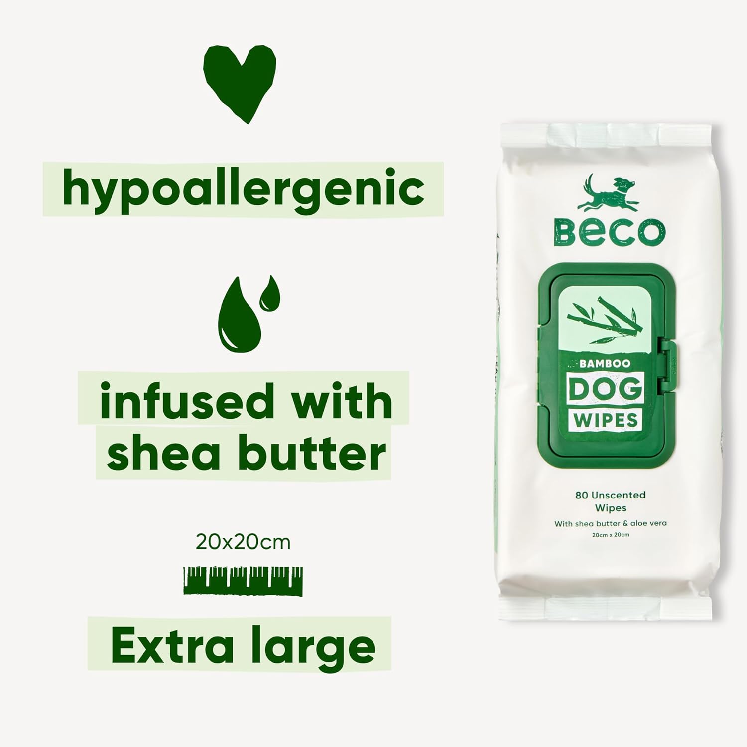 Beco Hundetuecher 4x80 Stueck pflanzlich plastikfrei Pfoten Koerper Po verschiedene