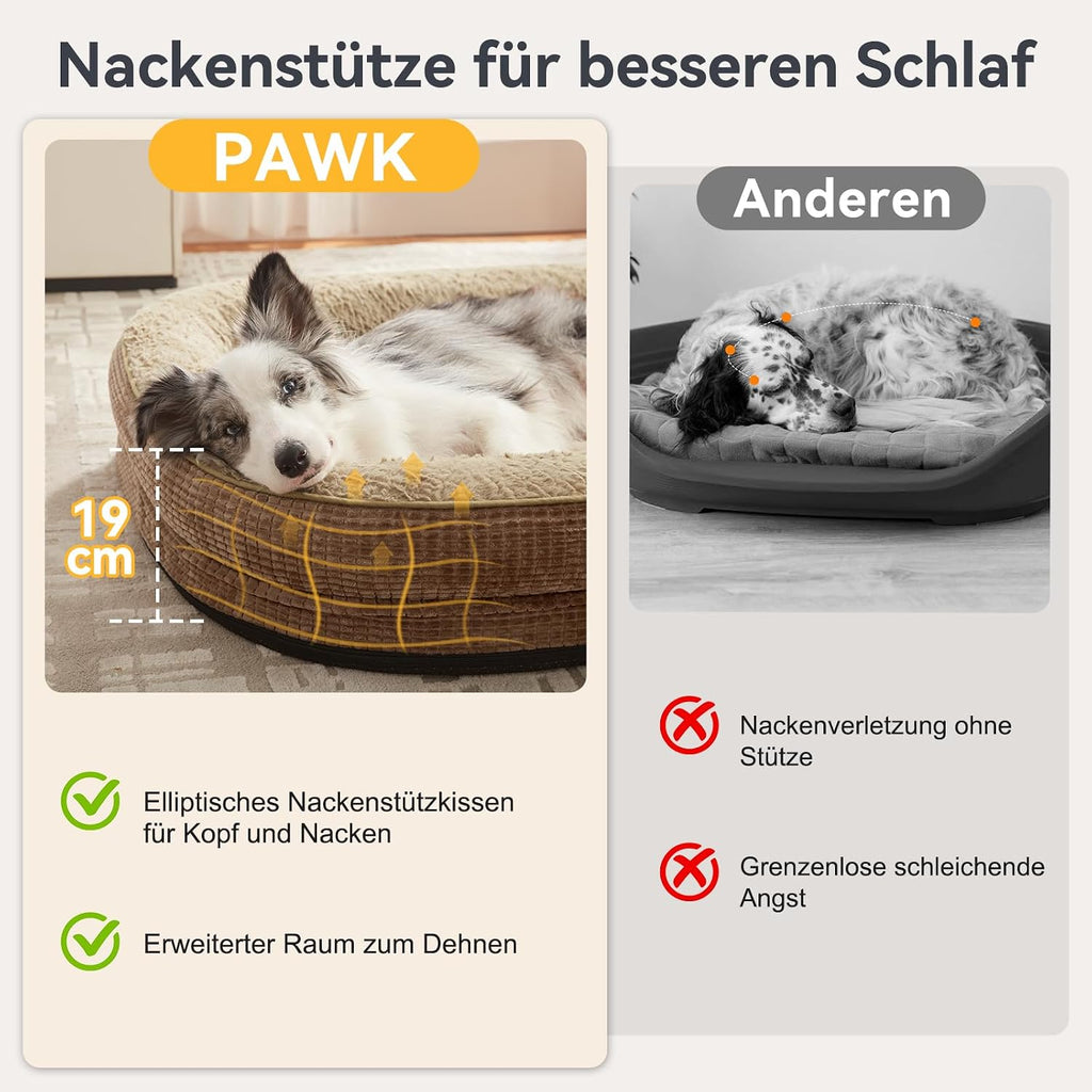 Orthopaedisches Hundebett mit Nackenrolle fuer mittelgrosse Hunde 15cm-19cm