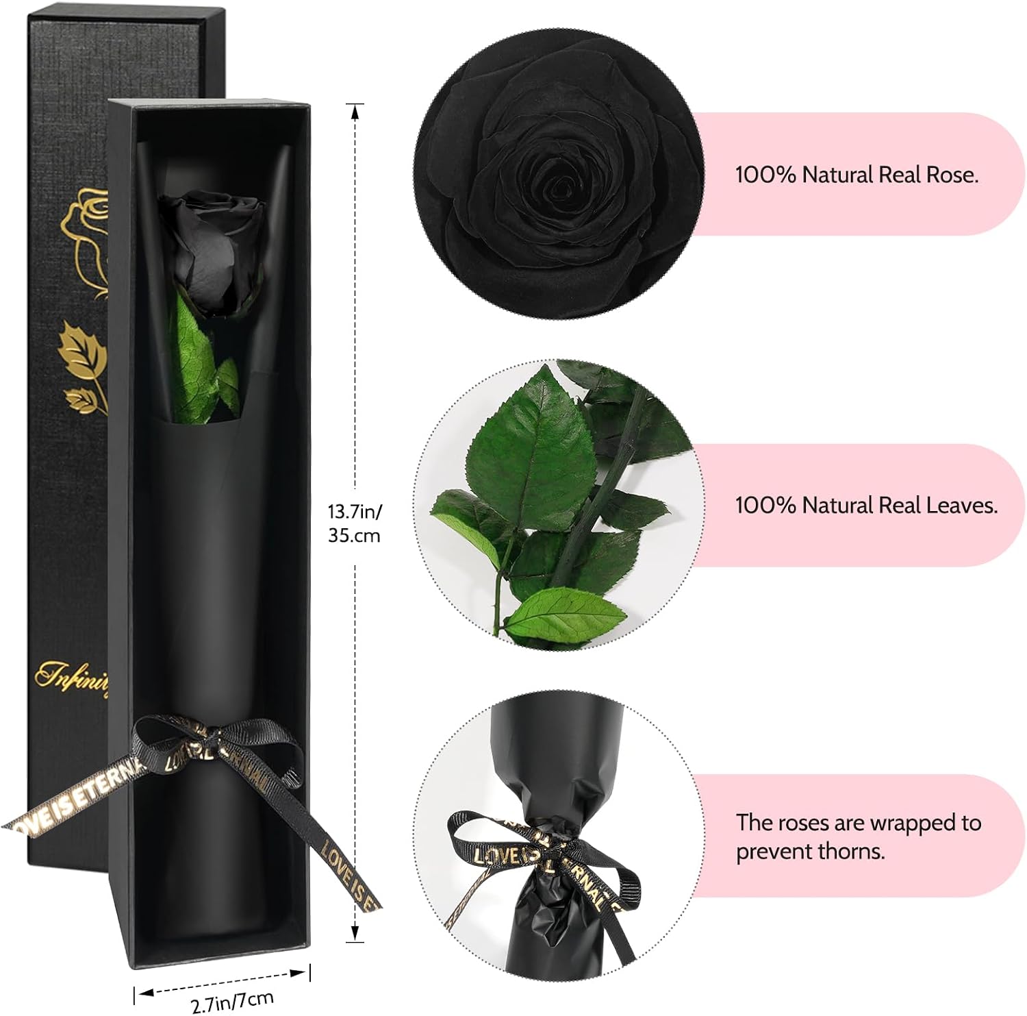 Yamonic Infinity Rose mit Stiel - Ewige Rose Geschenk fuer Frau Valentinstag