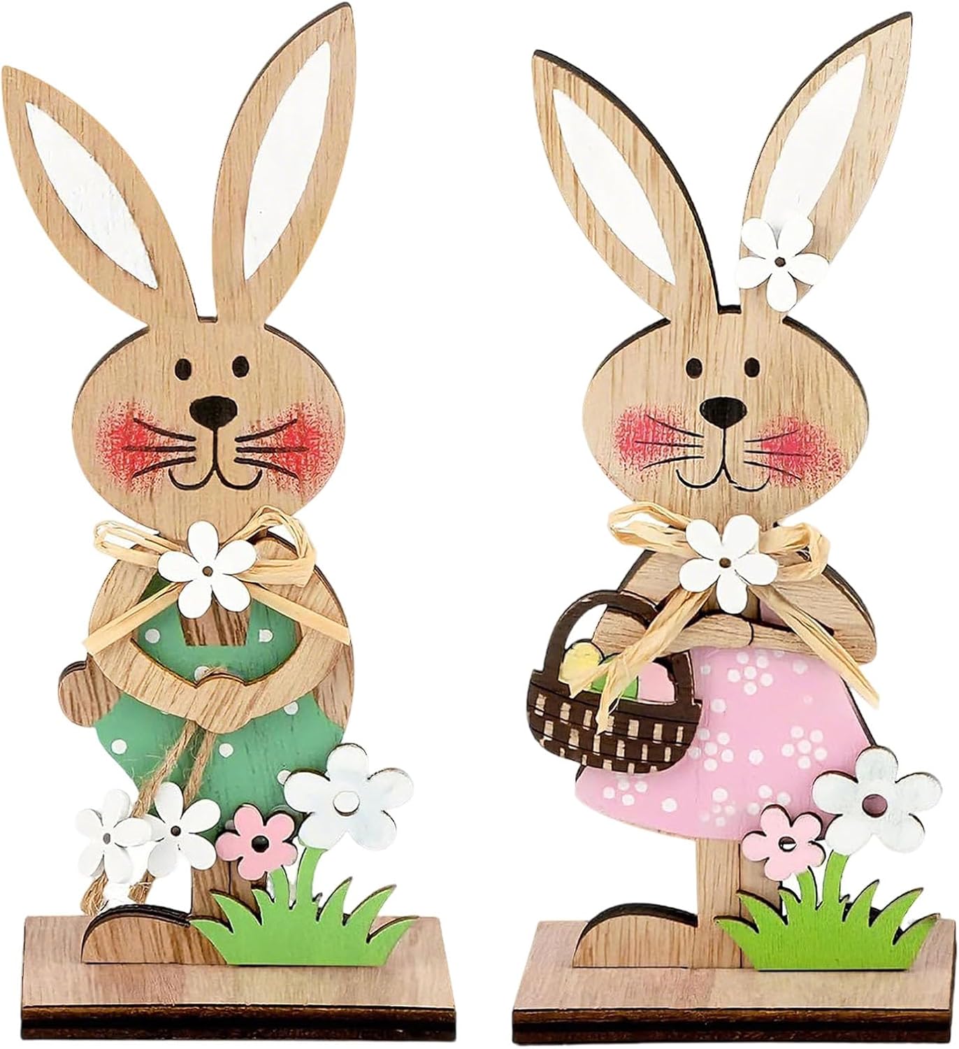 Holz Osterhase Deko Aufsteller 2er Set Fruehlingsdeko Tischdekoration