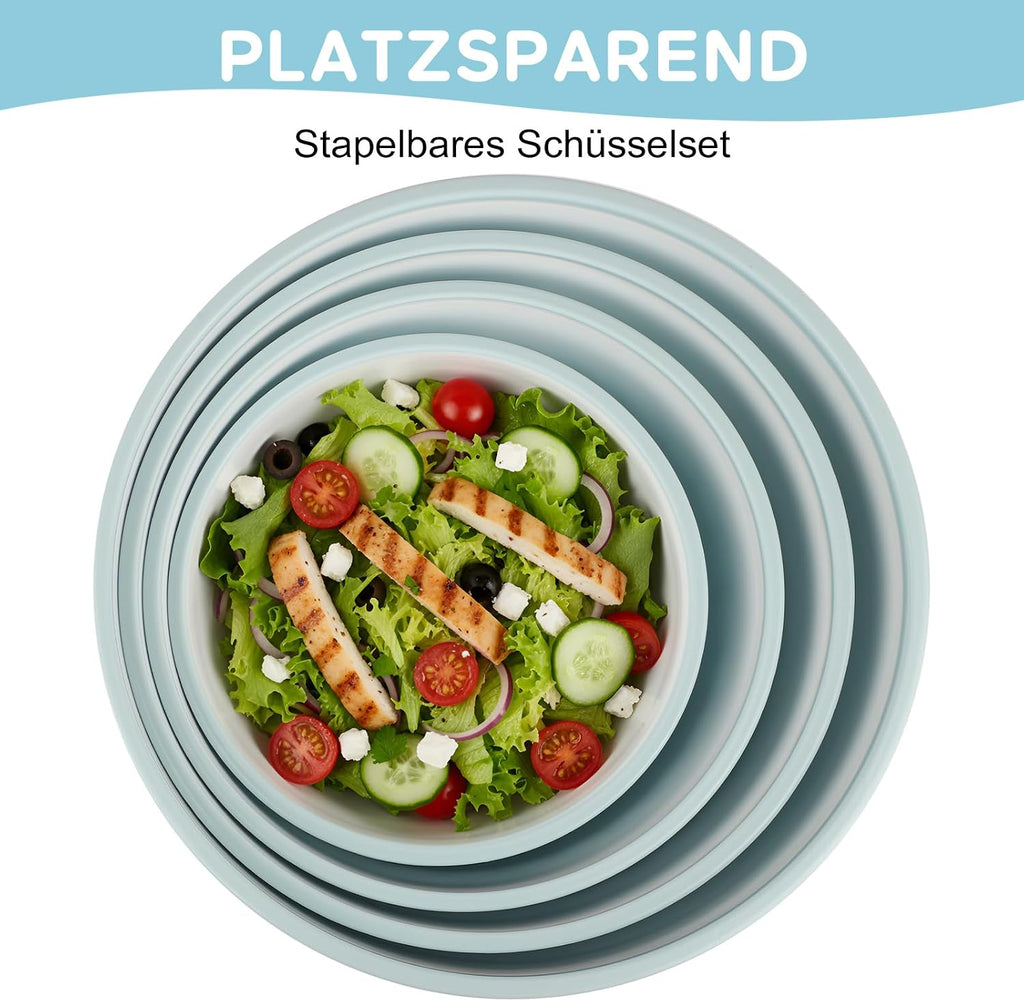 Ruehrschuessel Set 4-teilig 2L 3L 4L 6L Salatschuesseln Blau