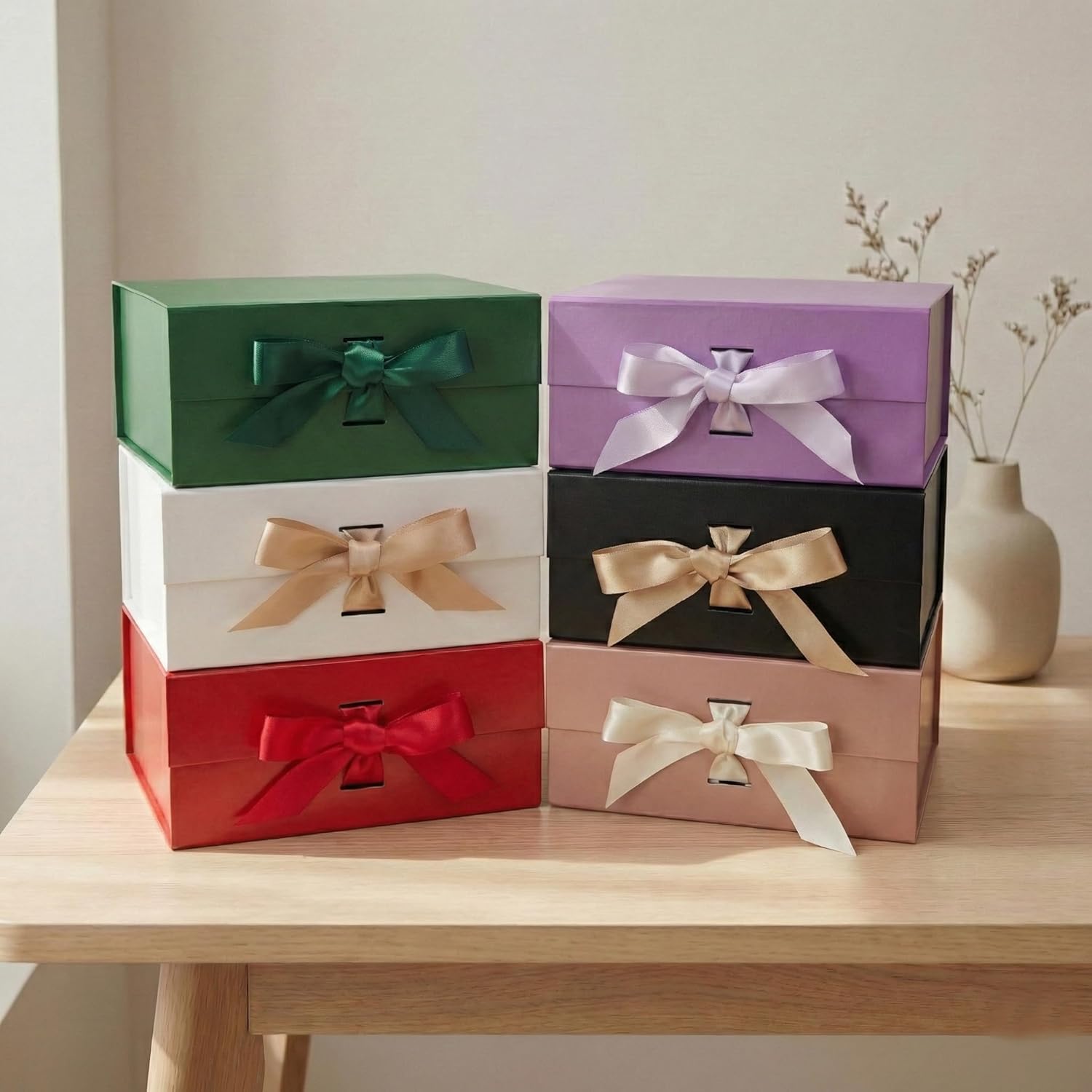 Geschenkbox Weiss 33,5×27×12,5 cm mit Magnetdeckel und Schleife
