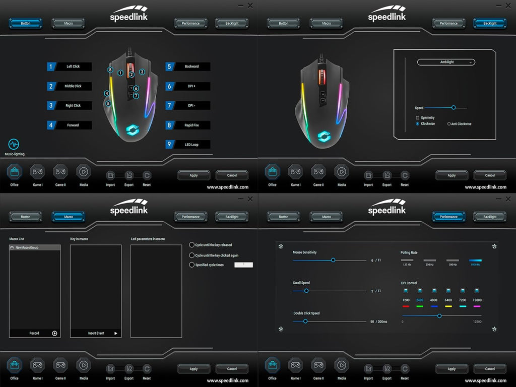 Speedlink Decus NX RGB Gaming Maus kabelgebunden 12800 DPI Weiss