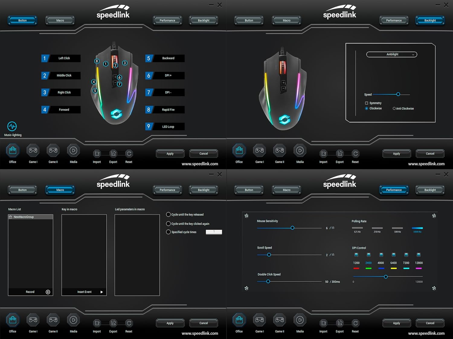 Speedlink Decus NX RGB Gaming Maus kabelgebunden 12800 DPI Weiss