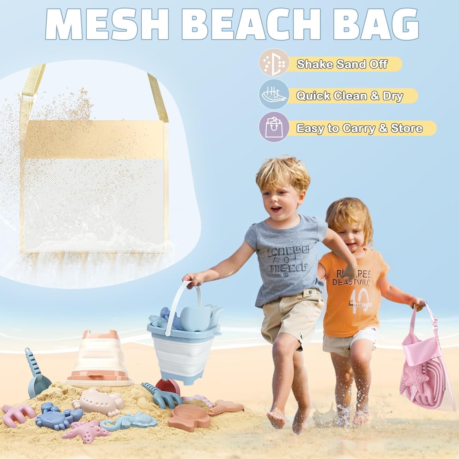 Sandspielzeug Set 18-teilig Kinder Strandspielzeug mit Eimer