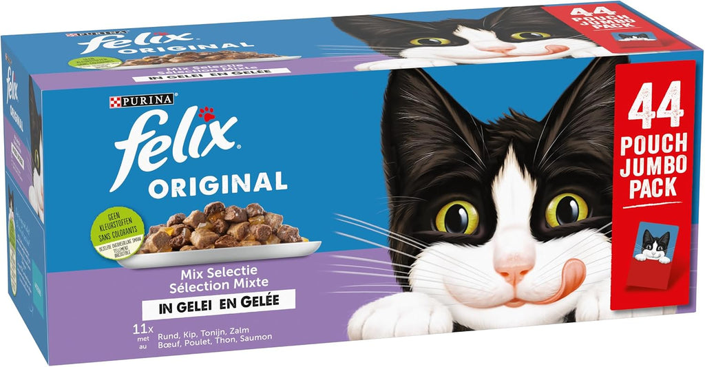 Felix Katzenfutter Mix in Gelee 44 x Huhn Lachs Thunfisch