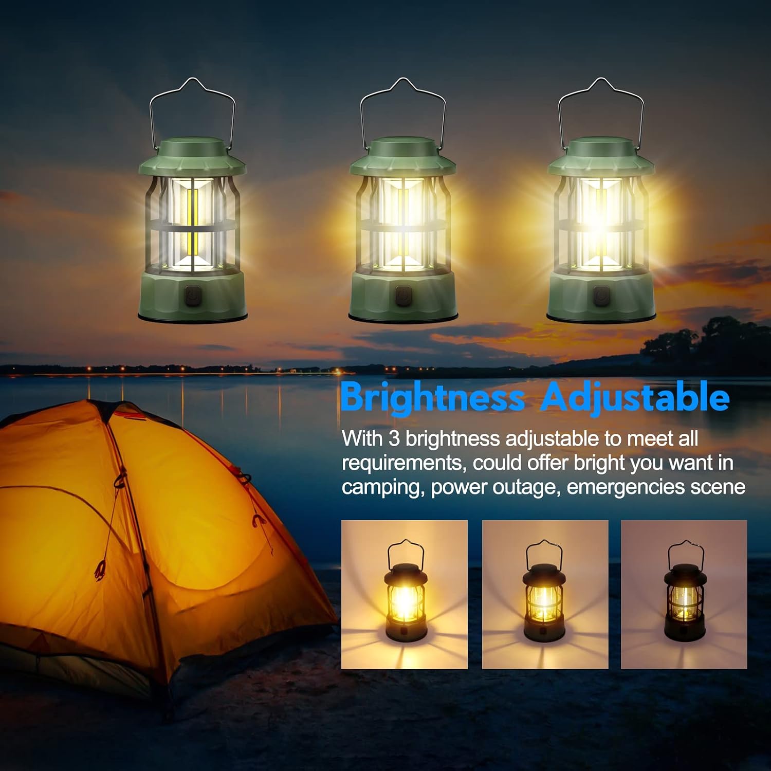 2er LED Campinglampe batteriebetrieben IPX4 wasserdicht dimmbar fuer Wandern Ange