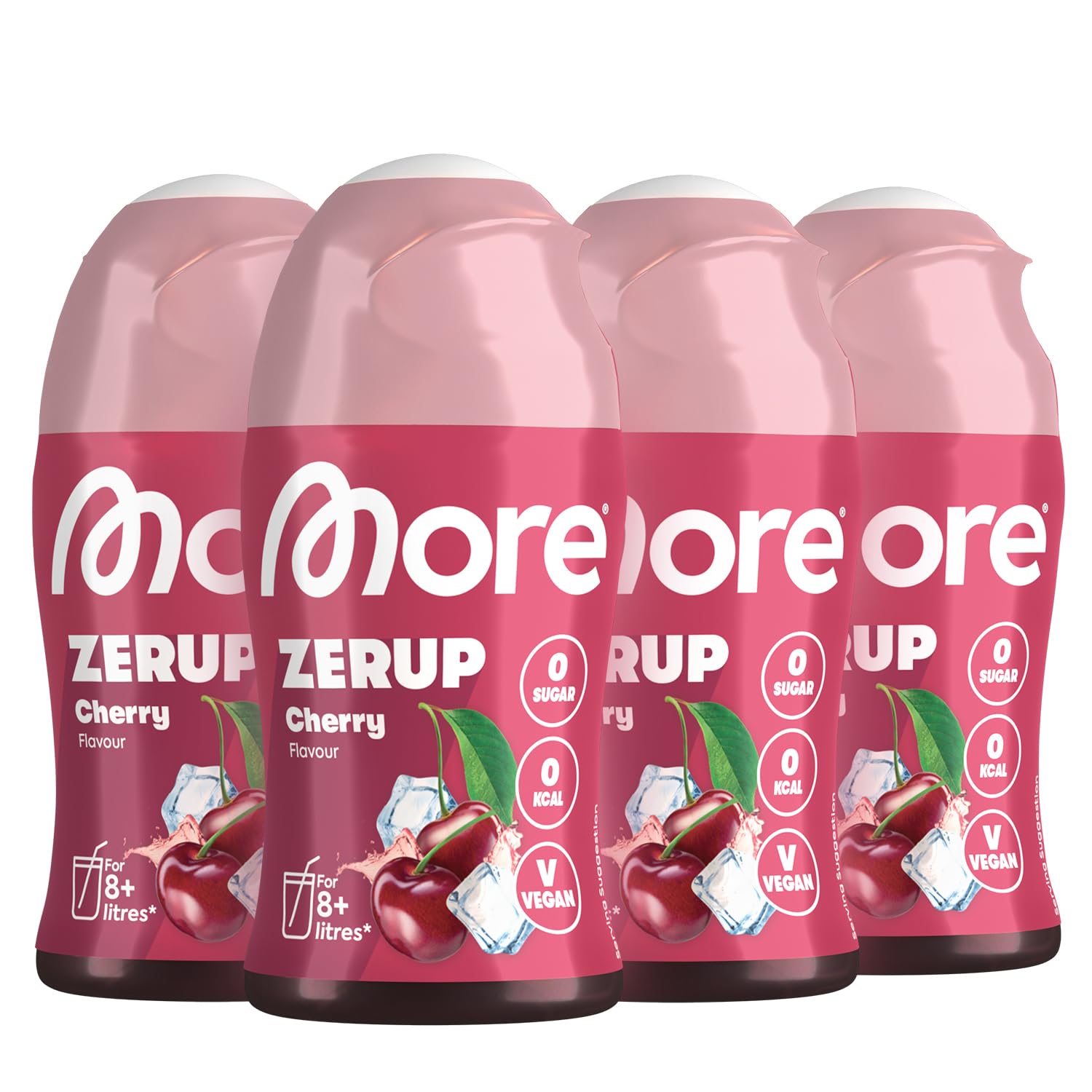 MORE Zerup Peach Iced Tea Sirup 4 x, zuckerfrei, vegan, verschiedene Sorte