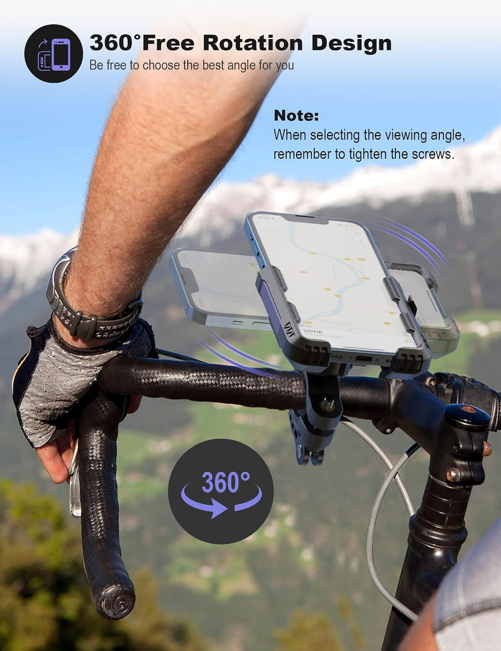Universal Fahrrad Handyhalterung mit Sperre fuer Lenker, kompatibel 1S
