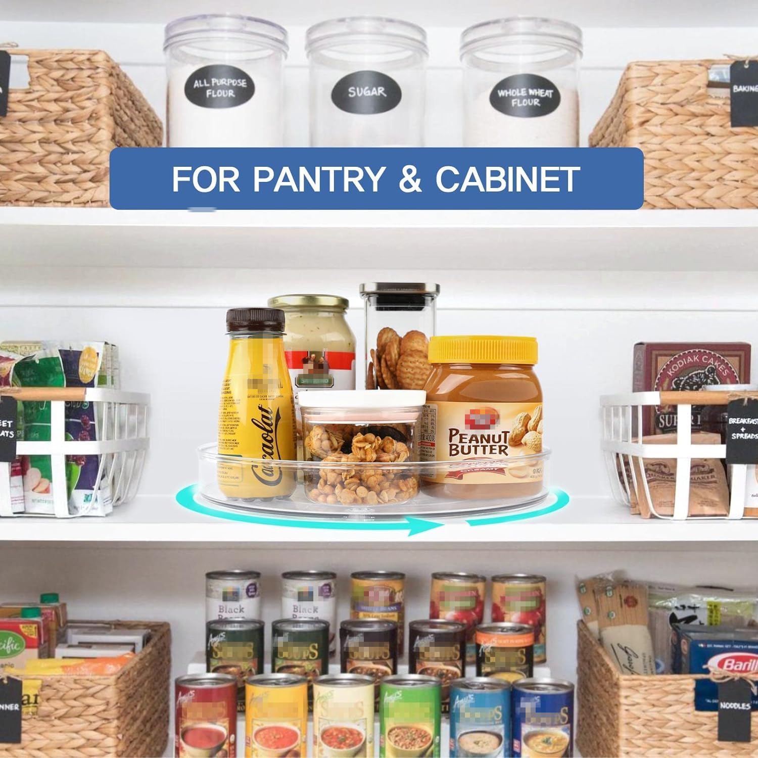 Drehteller Kuehlschrank Organizer 23,5cm Lazy Susan 360° drehbar transparent