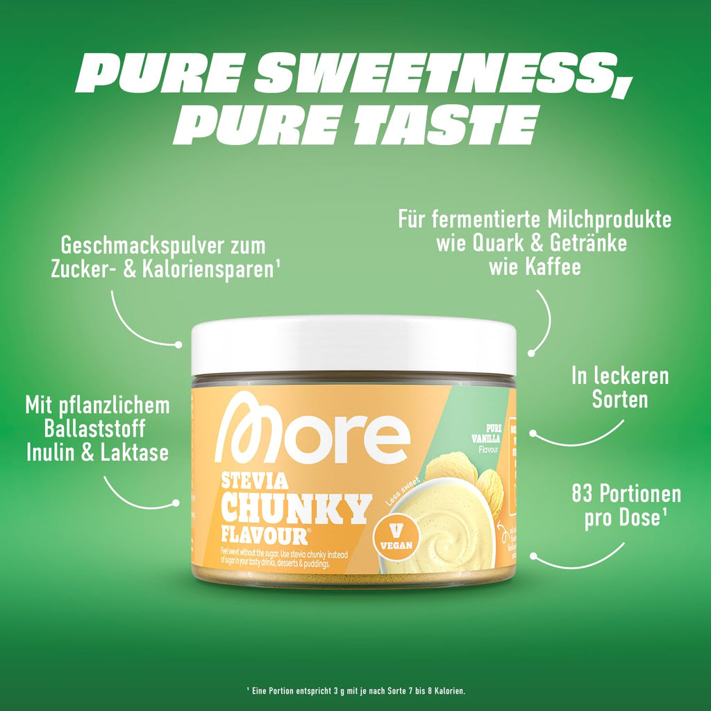 MORE Stevia Chunky Flavour Strawberry Perfection, verschiedene Sorten