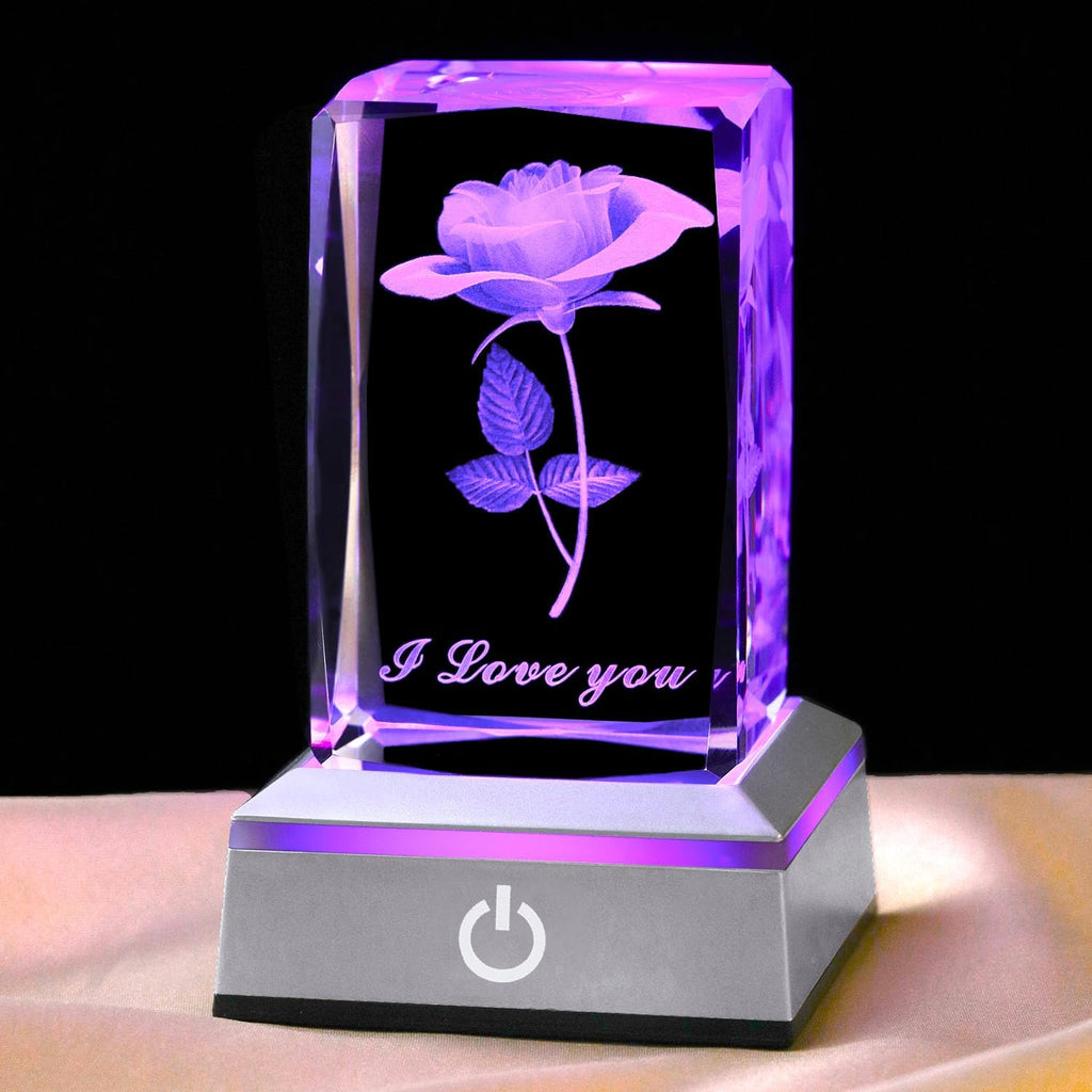 3D Rose Kristall Nachtlicht mehrfarbig Ich liebe dich Dekolampe Muttertag