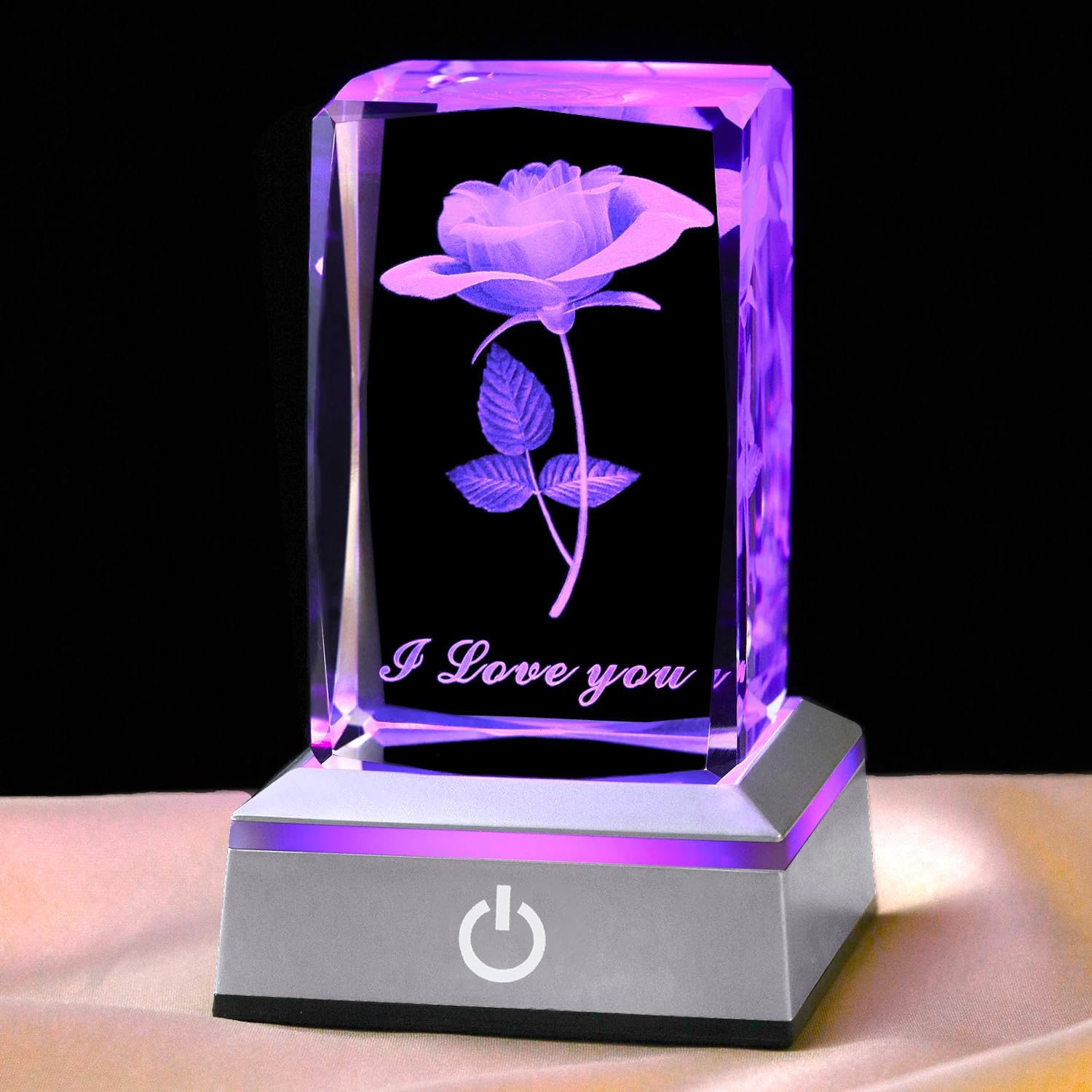 3D Rose Kristall Nachtlicht mehrfarbig Ich liebe dich Dekolampe Muttertag