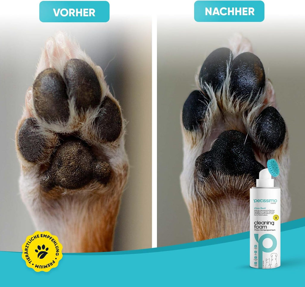 Petissimo Pfoten Reinigungsschaum fuer Hunde und Katzen wasserfrei und sanft
