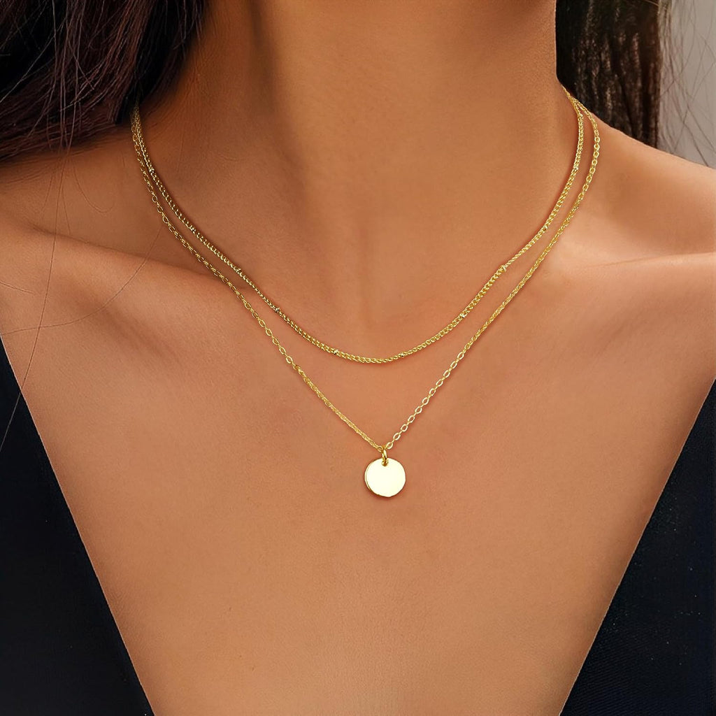 LOLIAS Damenkette 3er Set Gold Roségold Silber Layering mit Anhaengern