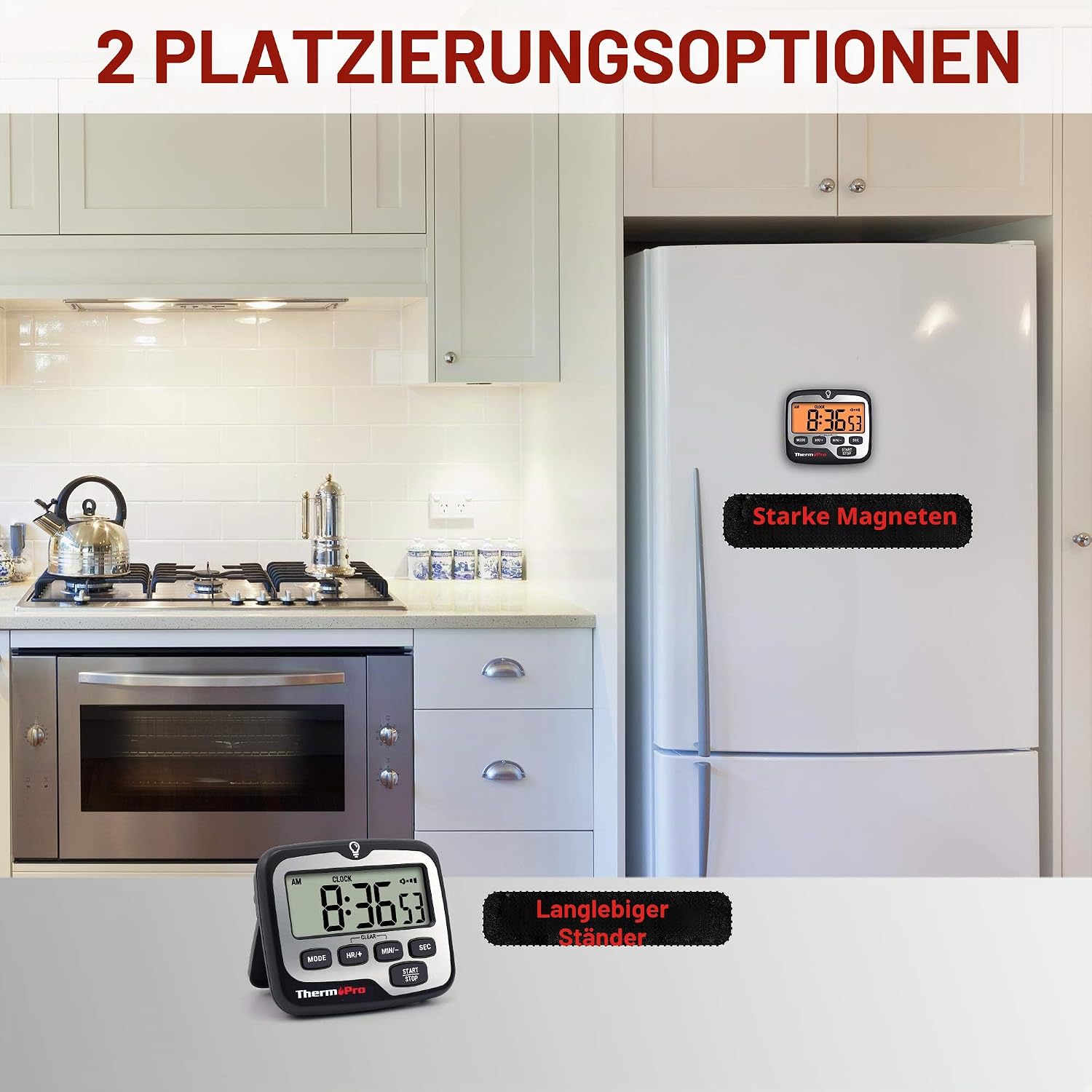 ThermoPro TM01 Digital Kuechentimer LCD Alarm Uhr Minuten Sekunden