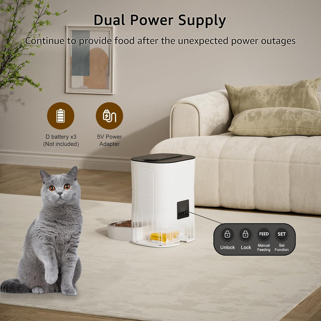 Balimo Futterautomat fuer Katzen 3L mit WiFi App Steuerung und Nachtlicht