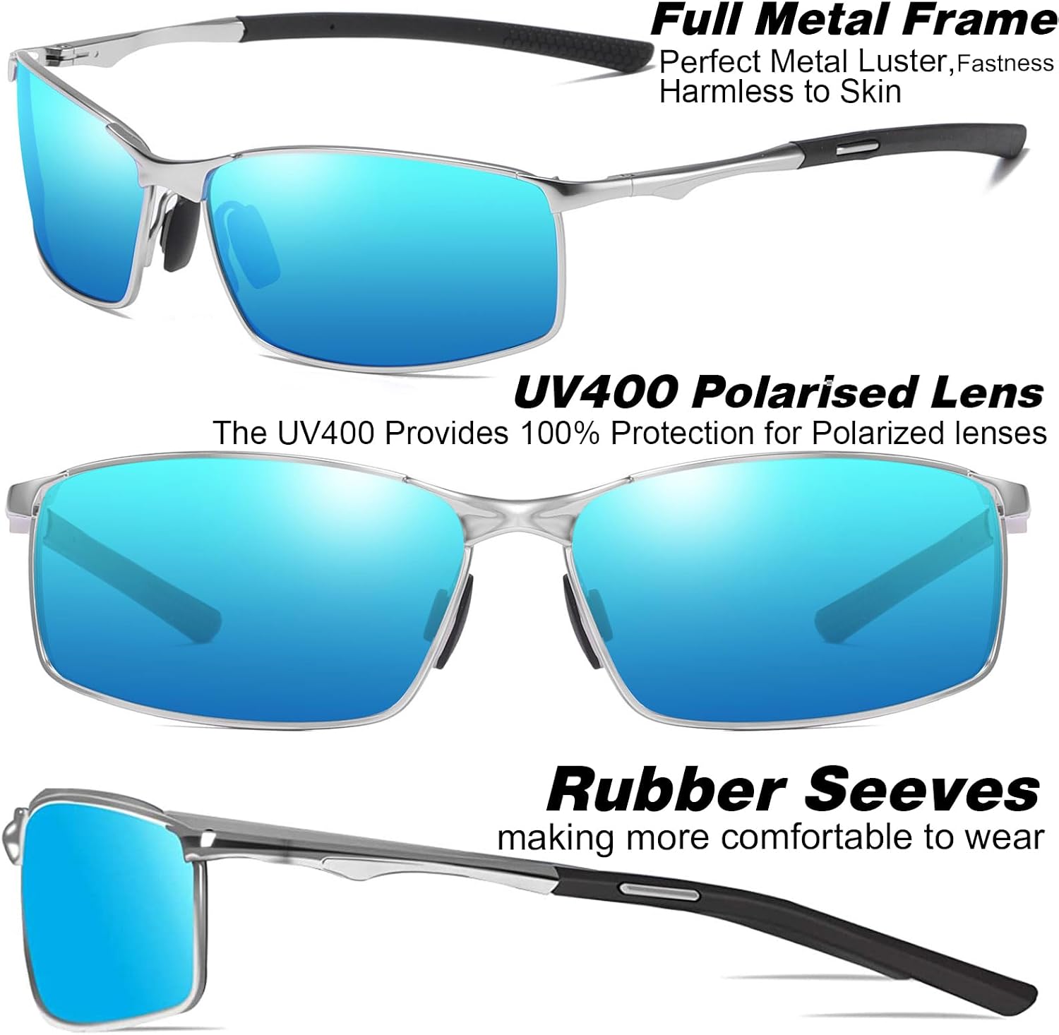 LEDING&BEST Polarisierte Piloten Sonnenbrille Metallrahmen Unisex