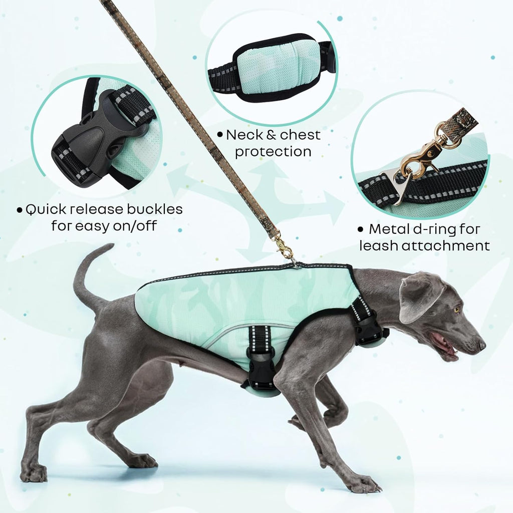 Kuehlweste Hund Grau Gr. M - Hundekuehlweste Kuehlgeschirr Sommer S-XXL