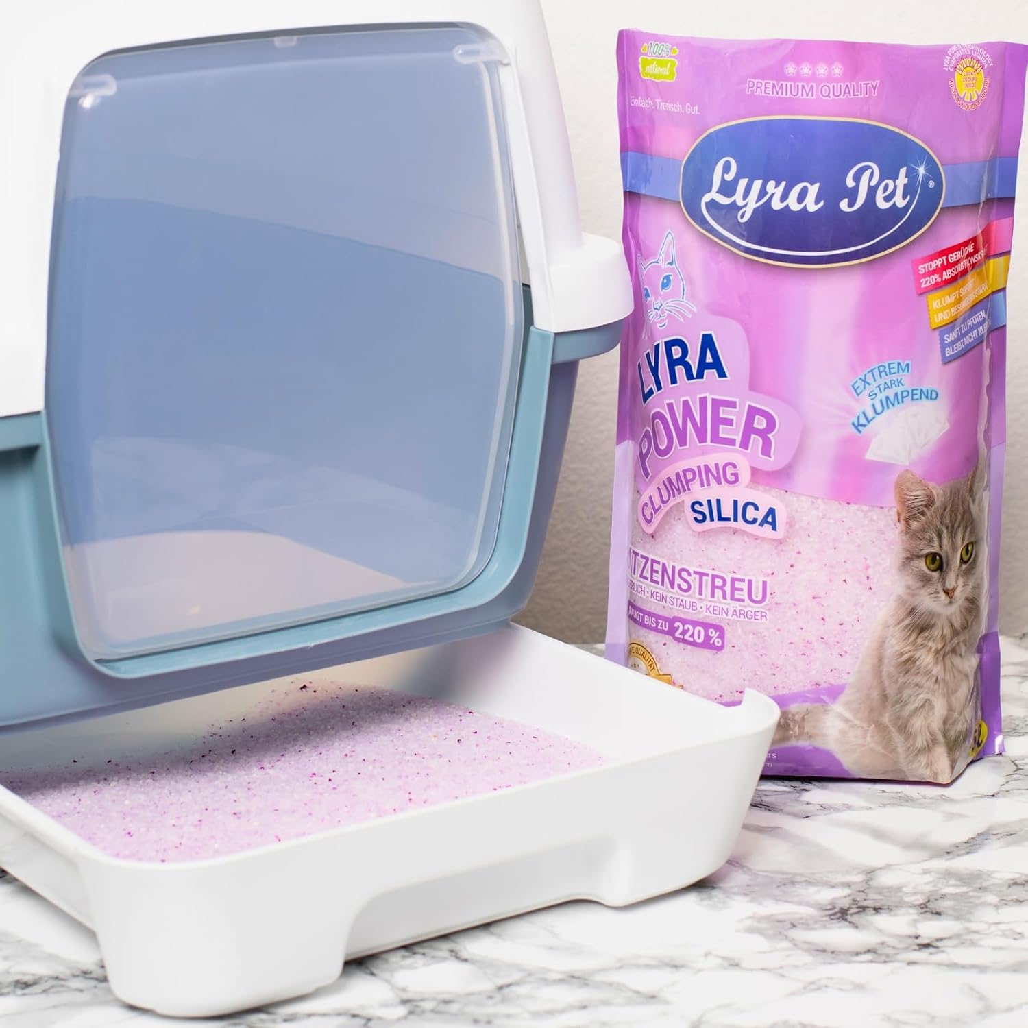 Lyra Pet Power Clumping Silica Katzenstreu 6x5L 30L staubfrei