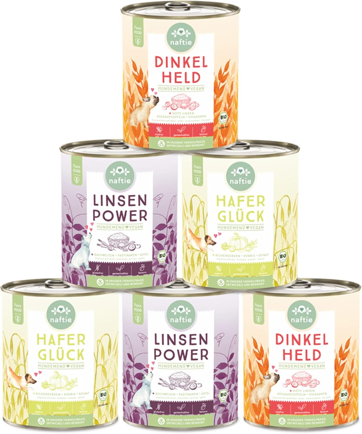 Veganer Hundenassfutter Mixpaket 3 Sorten 6x800g rein pflanzlich
