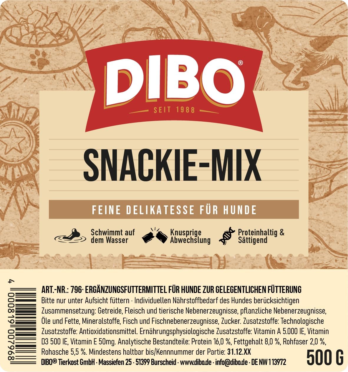 Snackie-Mix - Beutel, Backwaren als gesunde, natürliche Ernährung für Hunde
