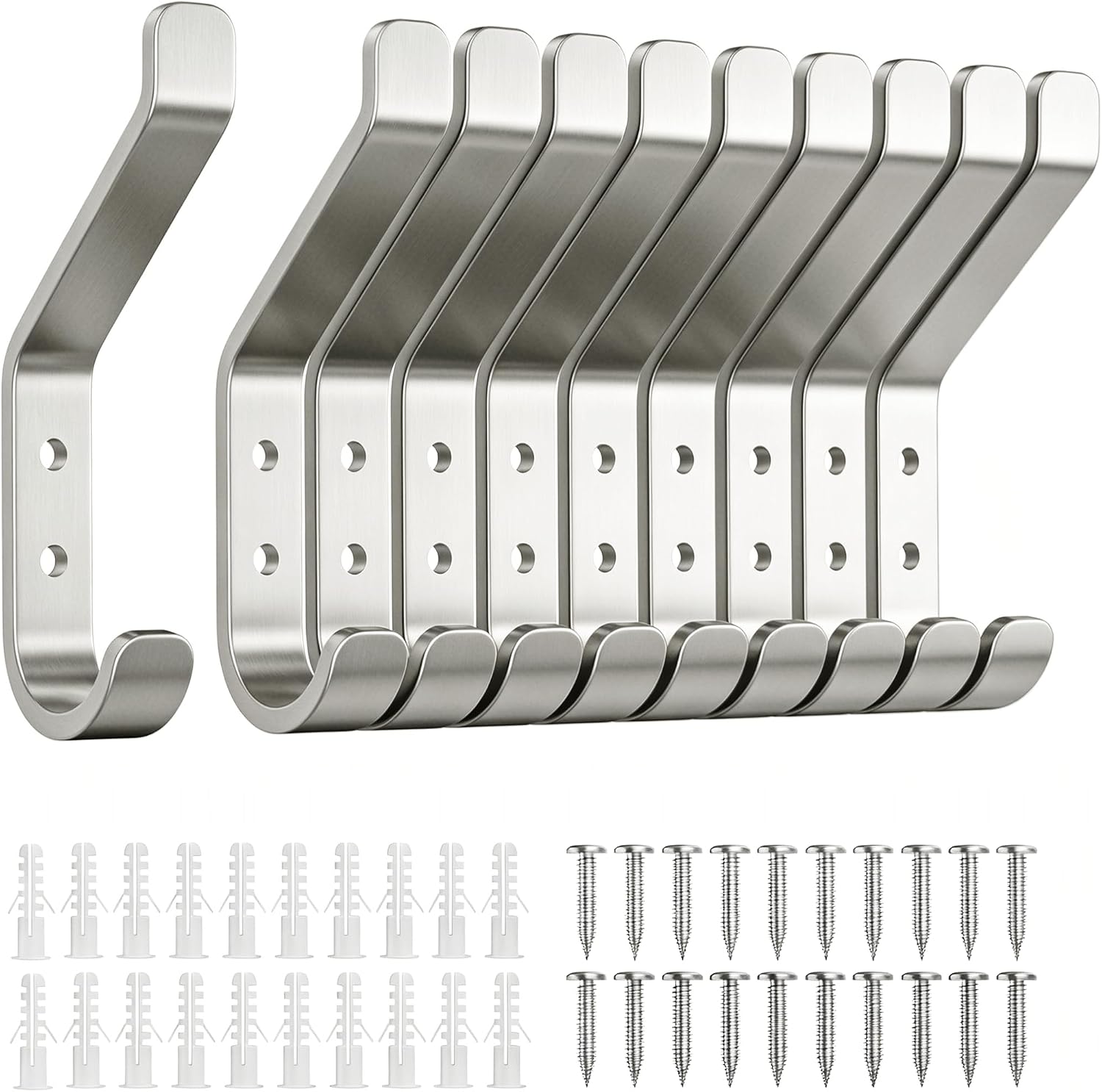 Garderobenhaken 10er Set schwarz Metall 10 cm Wandhaken zum Schrauben