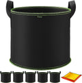 5er Set Stofftopf Vlies Grow Bag mit Griffen + 100×100 cm Pflanzmatte -6