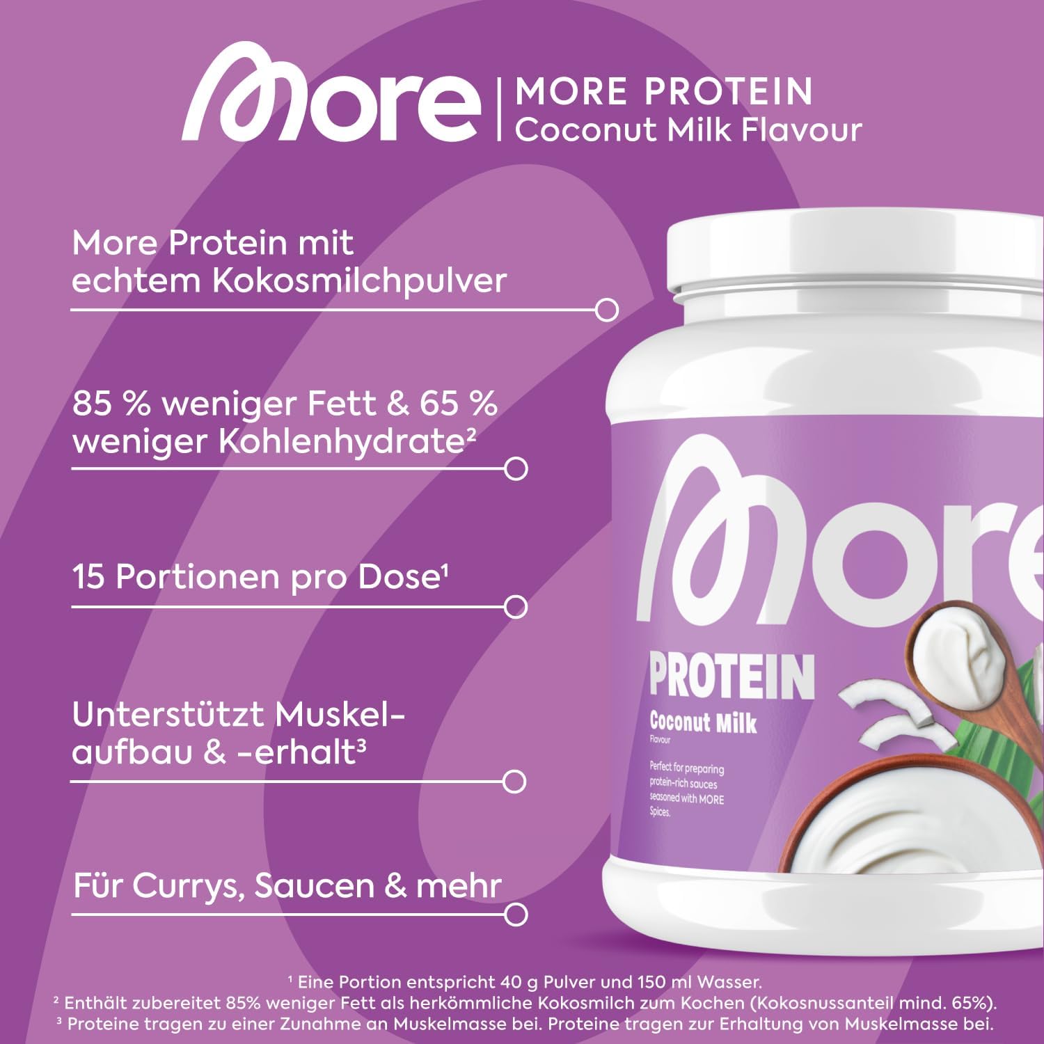MORE Protein Sahne Pulver Whey-Konzentrat & Casein mit Laktase verschi