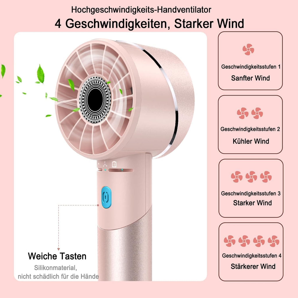 Handventilator Akku wiederaufladbar USB Metall Mini 7000 rpm Tragbar Turbo