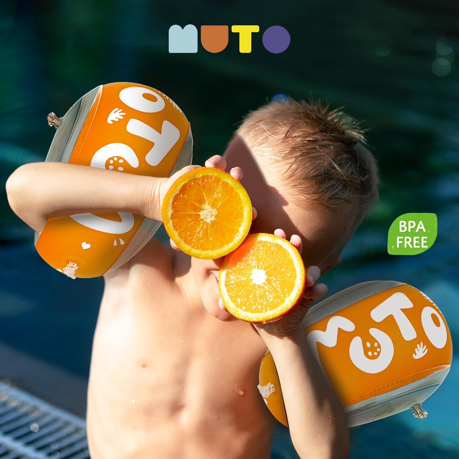 Schwimmfluegel Kinder 1-6 Jahre mit Stirnband, 3 Luftkammern, transparent