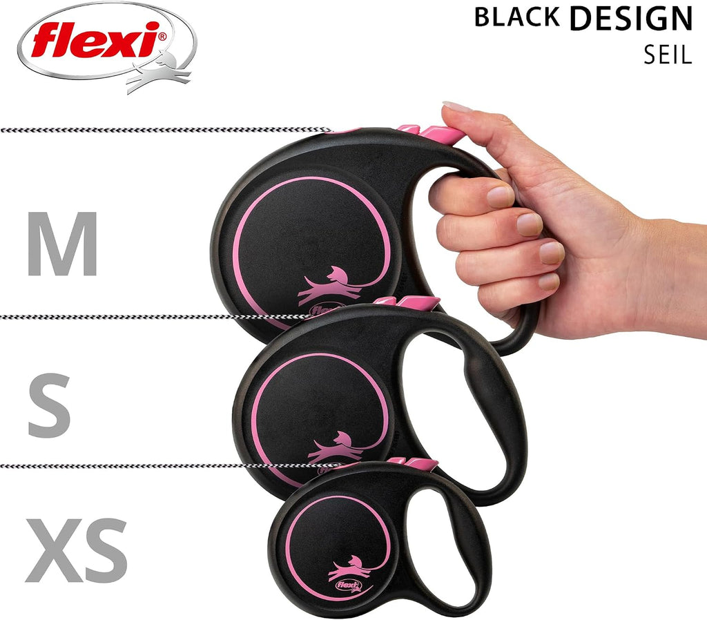 flexi Black Design S Roll-Leine 5 m schwarz/blau Hund bis 3m-5m