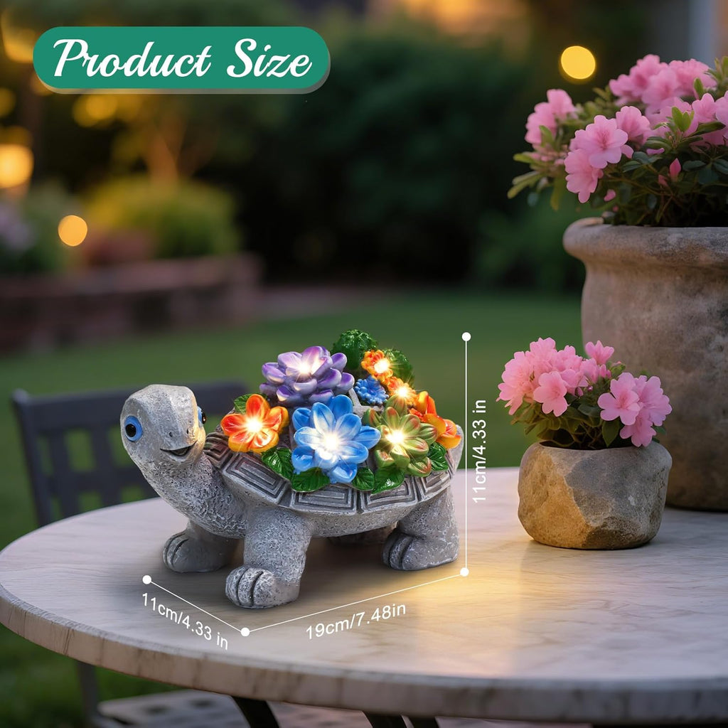 Linkax Solar Gartendekoration Schildkroete mit 7 LED Licht fuer Balkon Garten