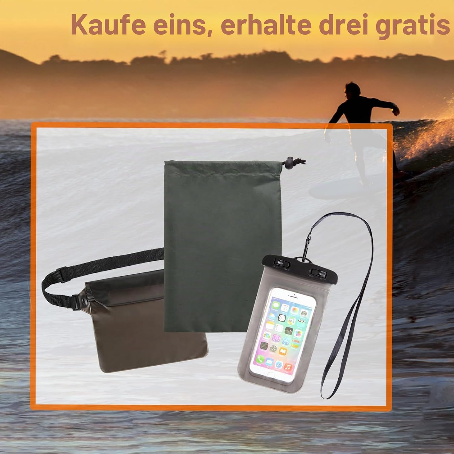 Dry Bag Rucksack 20L wasserdicht IPX8 Rolltop mit Handyhuelle fuer Kajak Strand Wa