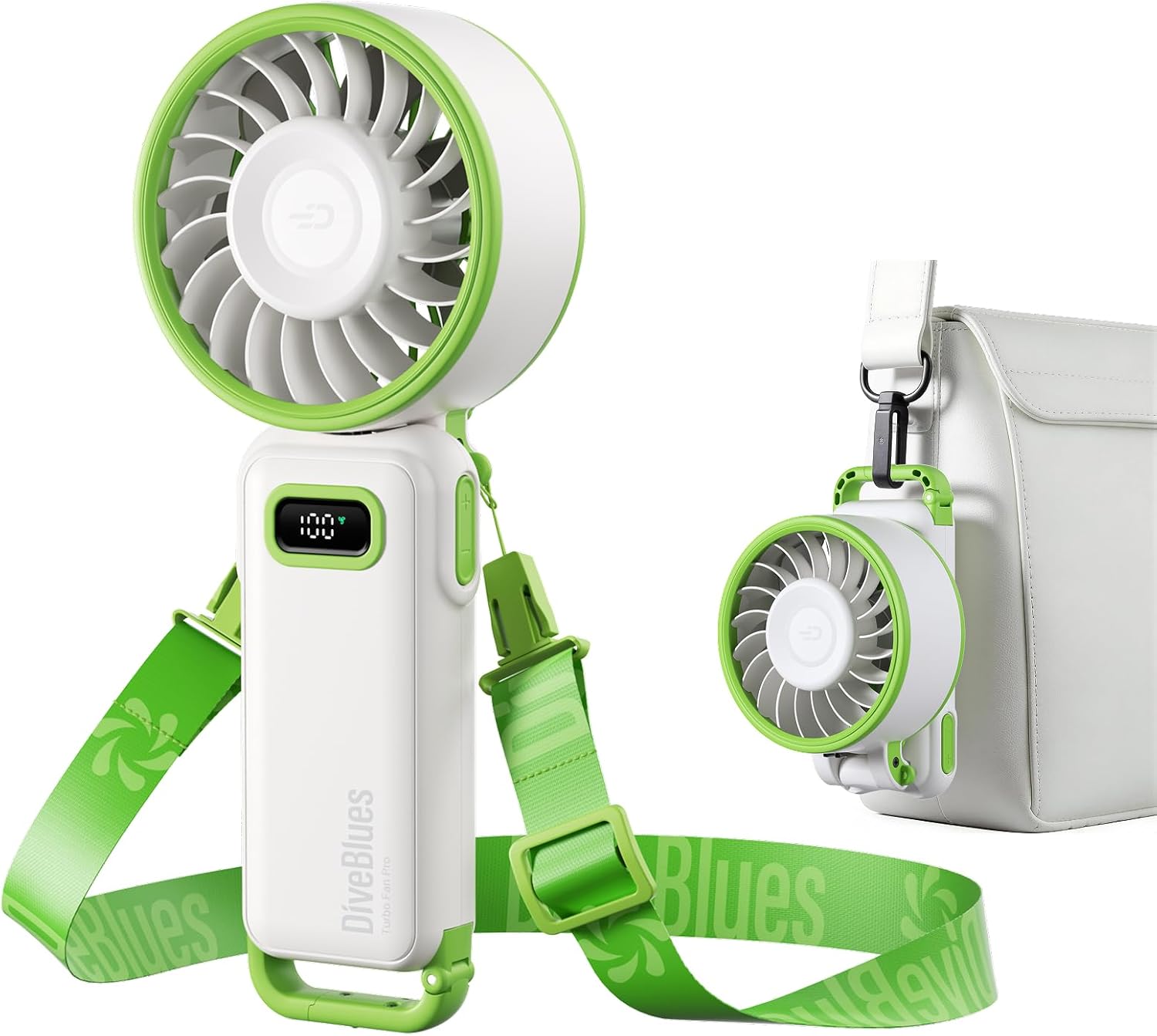 Diveblues Handventilator 4-in-1 faltbar 180° Akku 100 Stufen starker Luftstrom