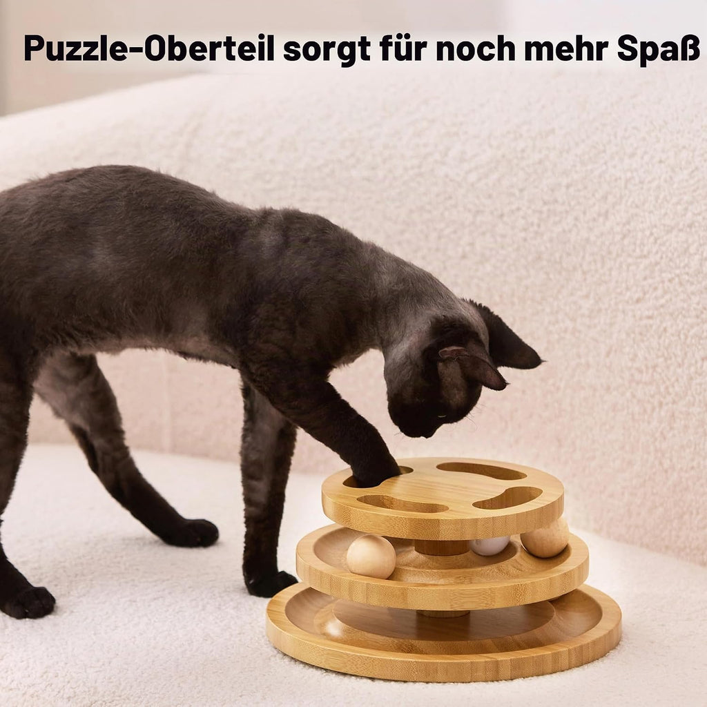 Holz Katzenspielzeug Puzzle mit Kugelbahn interaktives Intelligenzspiel