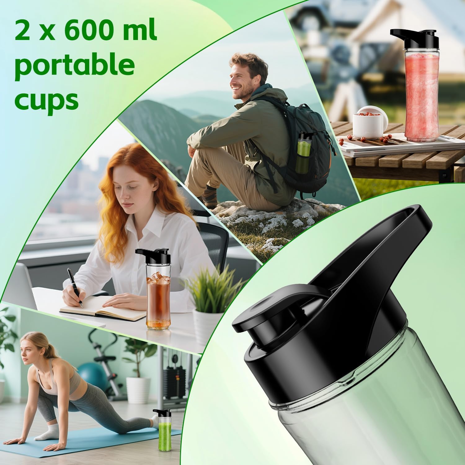 Smoothie Maker Standmixer 800 W mit 2 x Flaschen, Mixgeraet