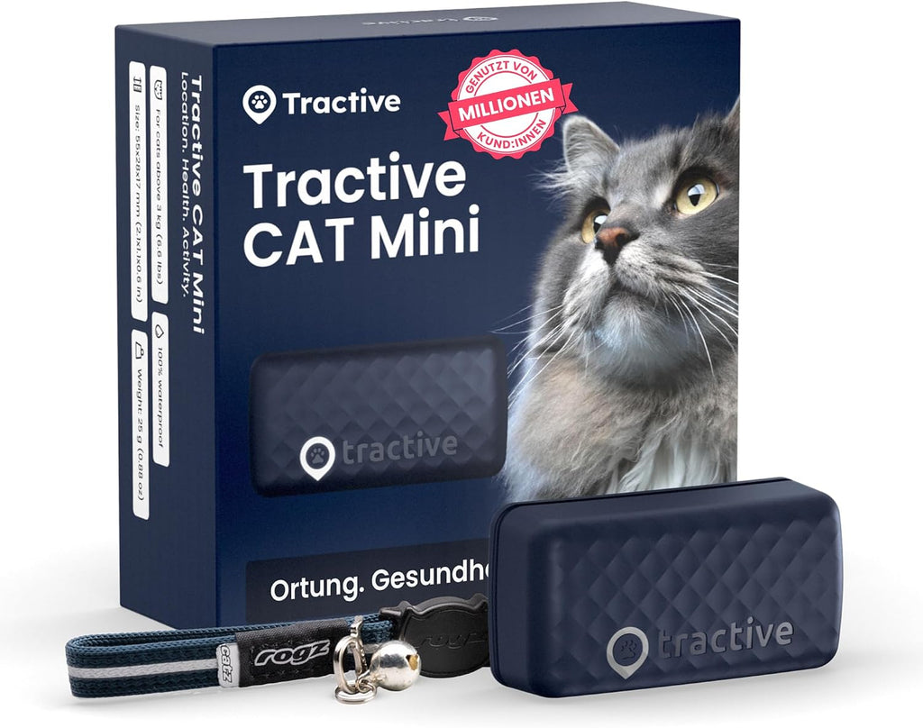 Tractive CAT Mini GPS Tracker Katzen Halsband Braun mit Live-Ortung