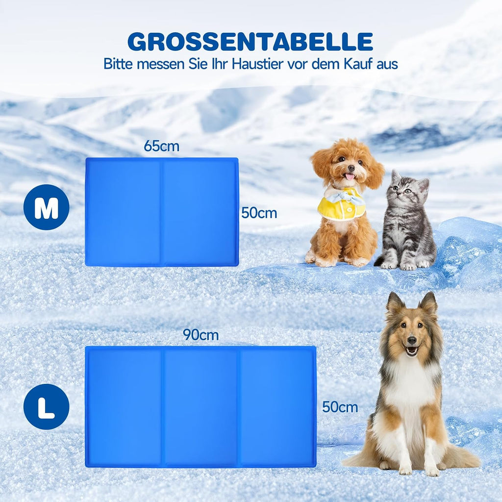 DONWEI Kuehlmatte 65x50 cm fuer Hunde und Katzen selbstkuehlend faltbar