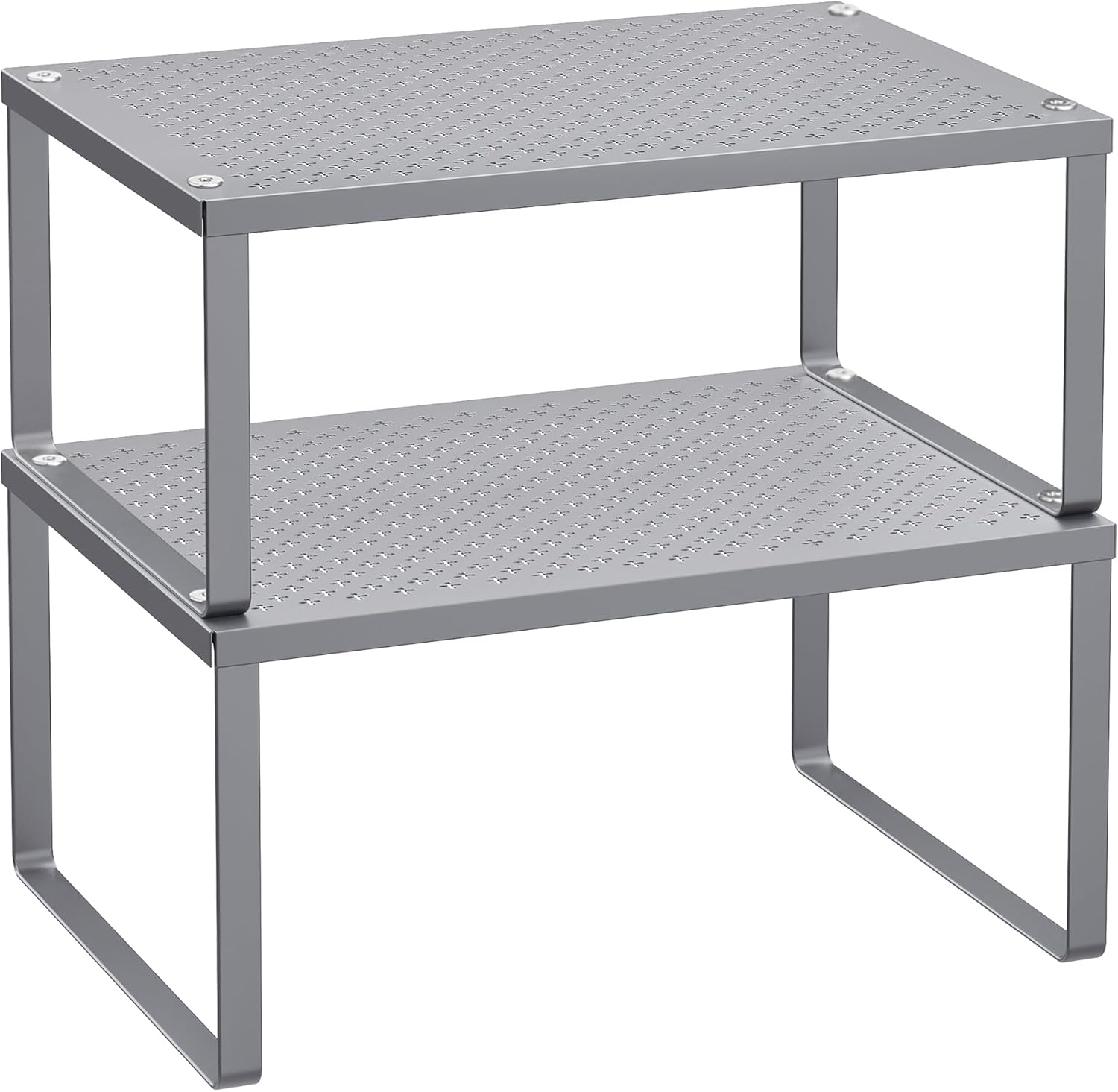 Gewuerzregal 2er Set stapelbar Weiss Kuechen Organizer 32cm-40cm