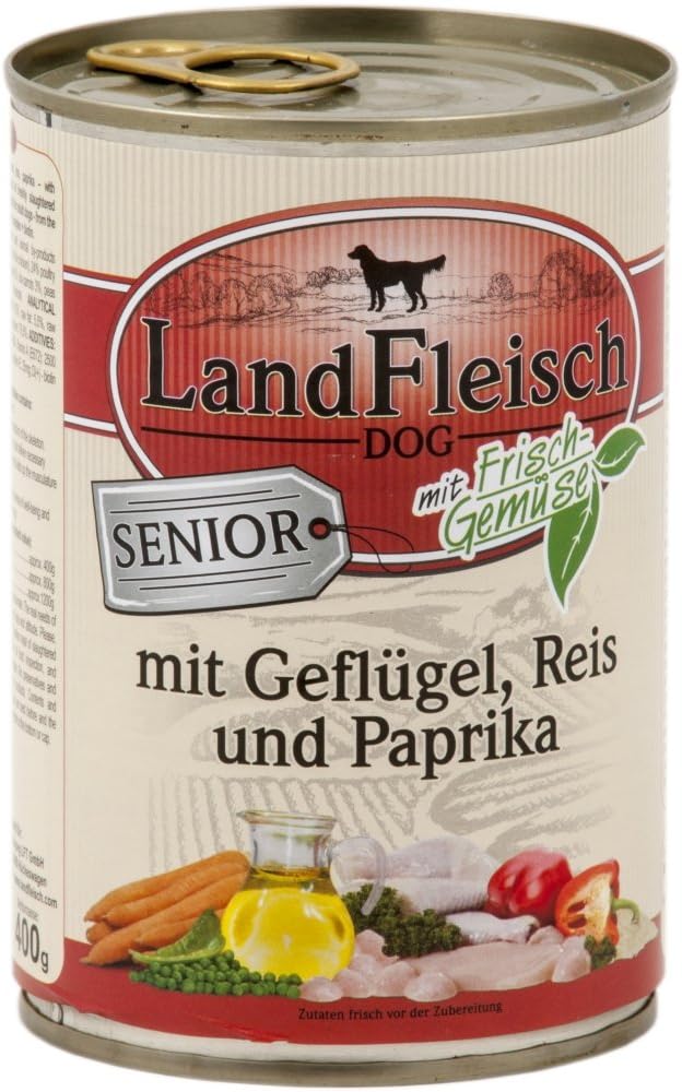 LandFleisch Senior Gefluegel mit Reis und Paprika 12 x 400 g Nassfutter