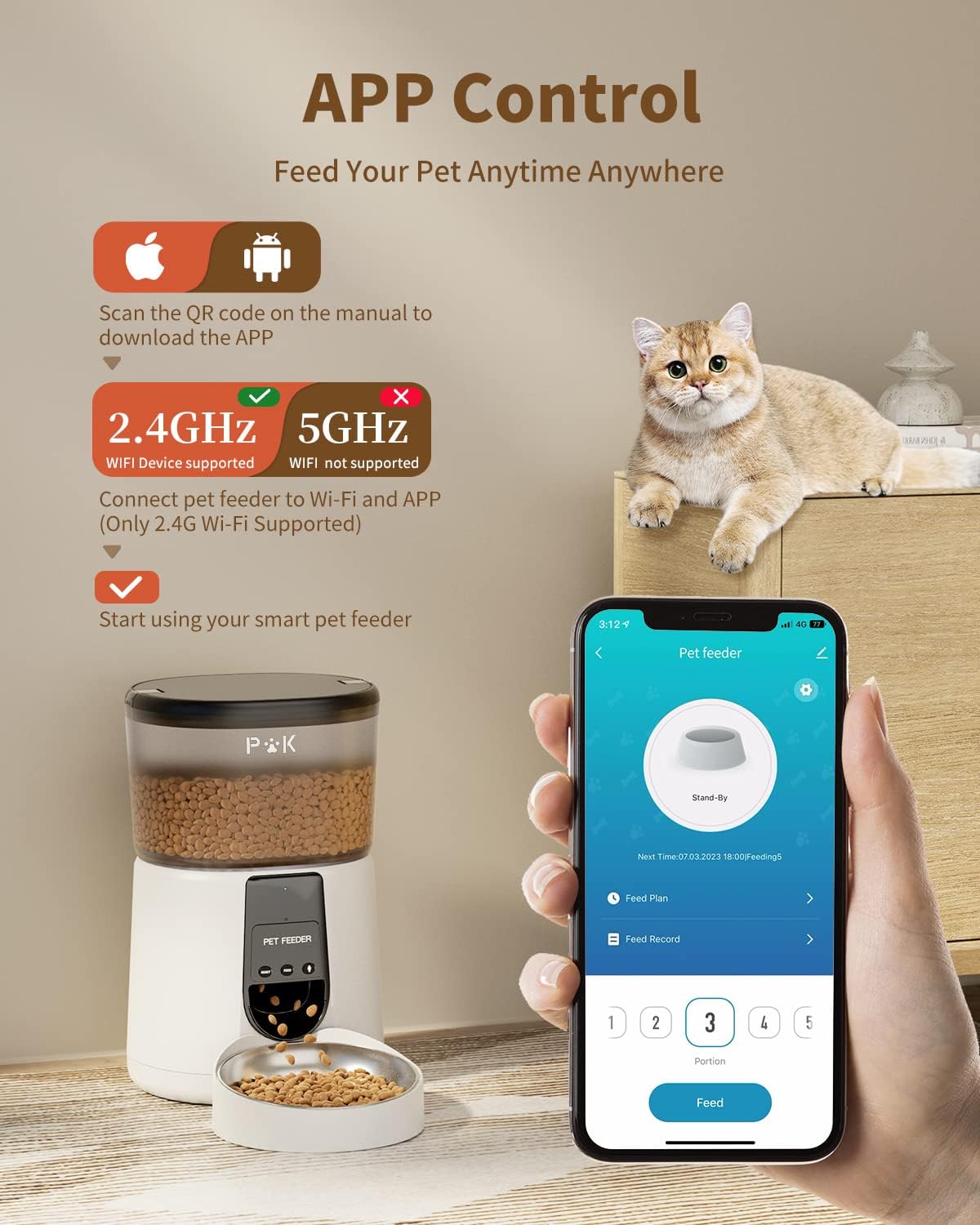 PUPPY KITTY Futterautomat mit WiFi App Steuerung und Sprachaufzeichnung