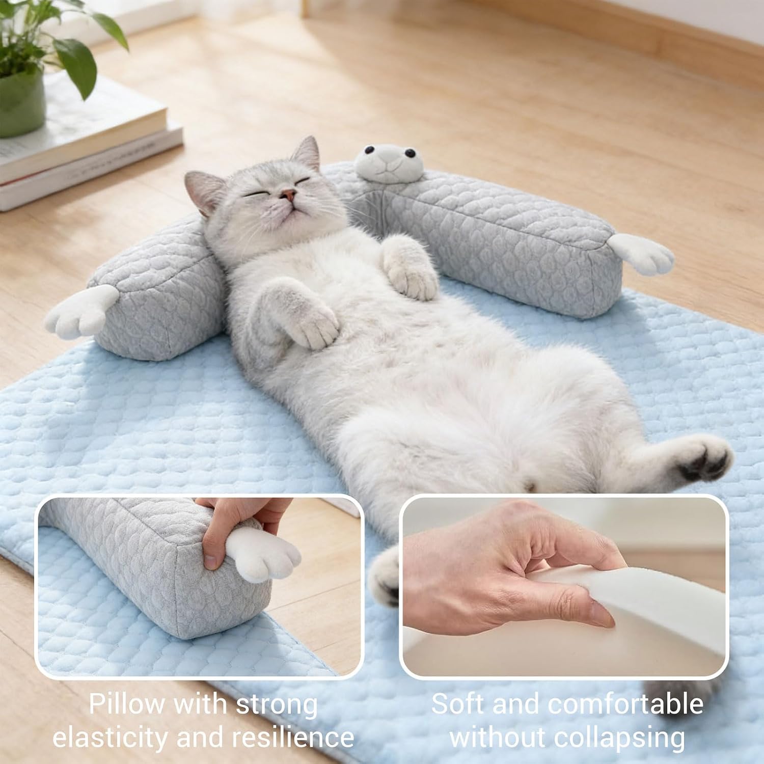 Katzen Kuehlmatte 45×35 cm L‑foermig waschbar Katzenbett Haustierkissen 35cm-60cm