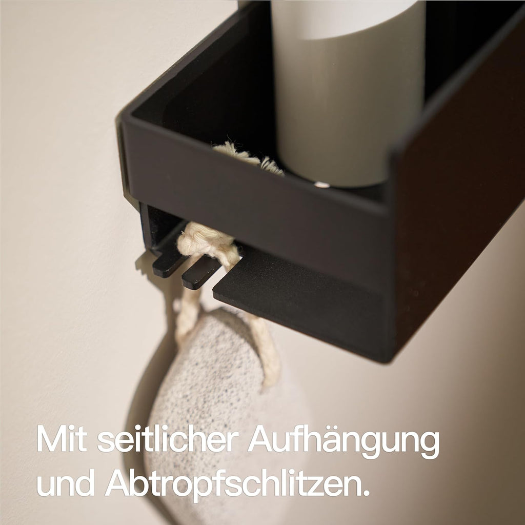 Duschablage selbstklebend 30cm-42cm Badregal ohne Bohren schwarz 42 cm