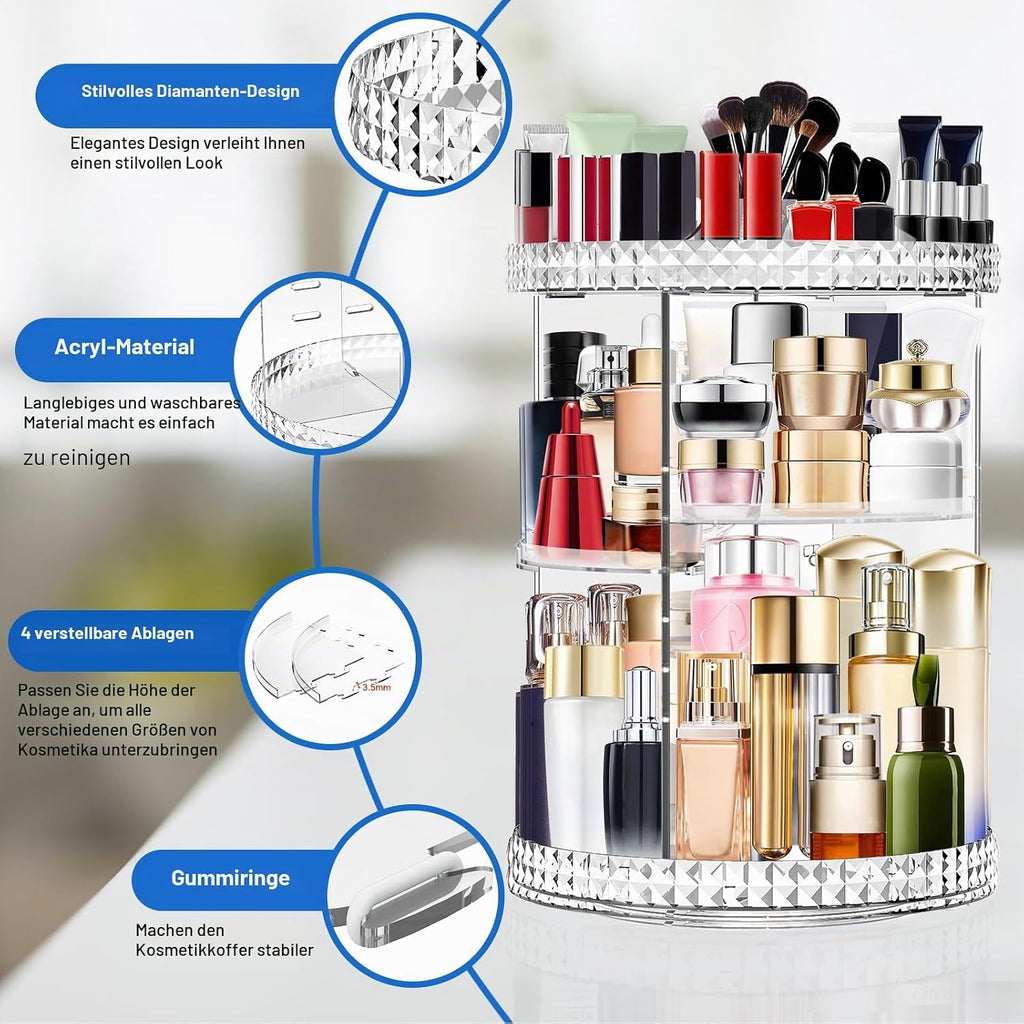 MOKANI 360° drehbarer Kosmetik Organizer, 6 verstellbare Ebenen, gross