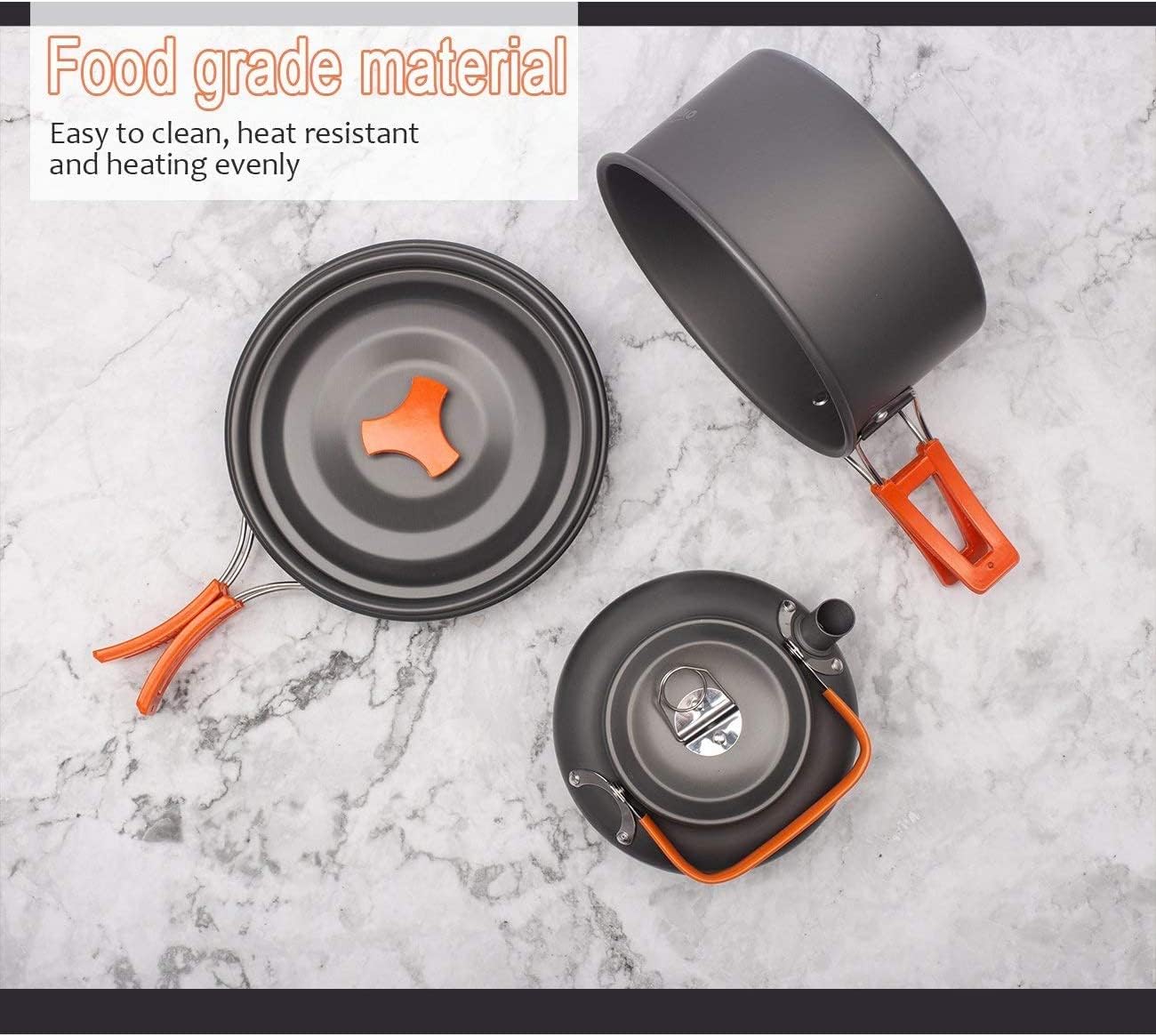 OVERMONT Camping Kochgeschirr Set Aluminium Topf Teekanne Kaffeekanne Picknick