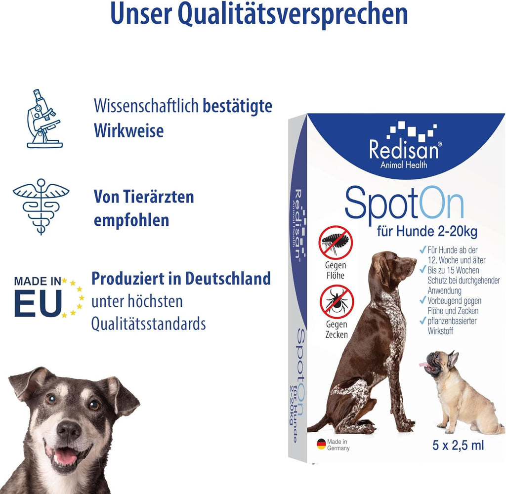 Spot on Hund pflanzenbasiertes Zeckenmittel bis 15 Wochen Schutz ohne Chemie